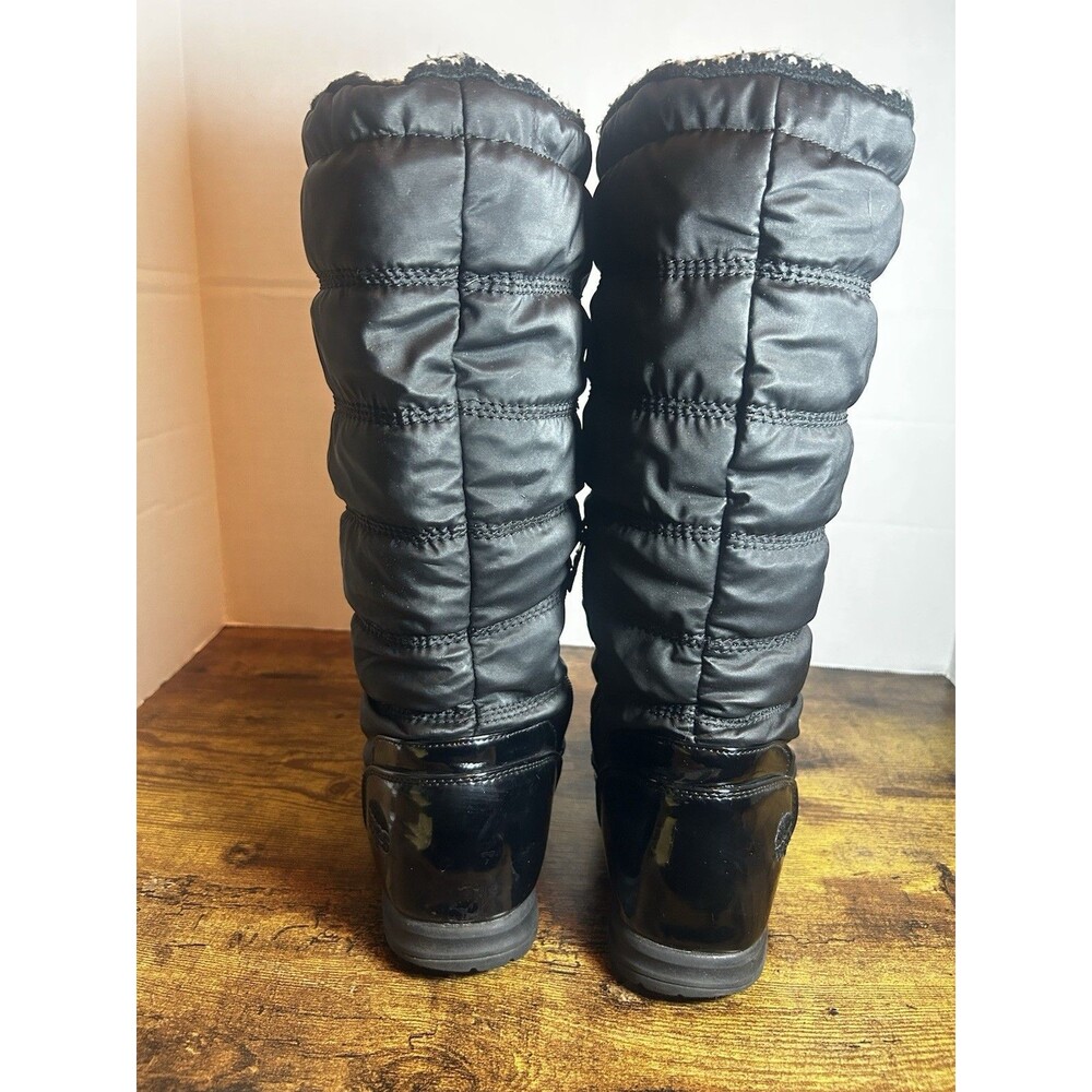 Totes Caroline 2 Women’s Size 10 M Black Quilted Tall Winter Snow Boots Faux Fur - Picture 5 of 12